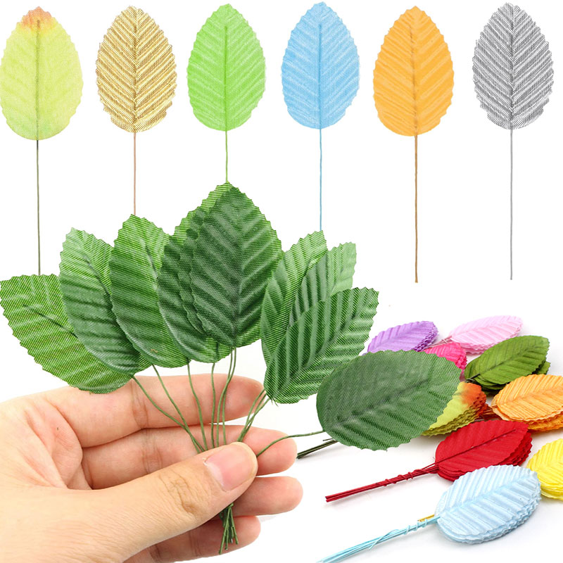Florist Supply Bulk - 50/100/200Pcs Artificial Silk Rose Leaves Faux