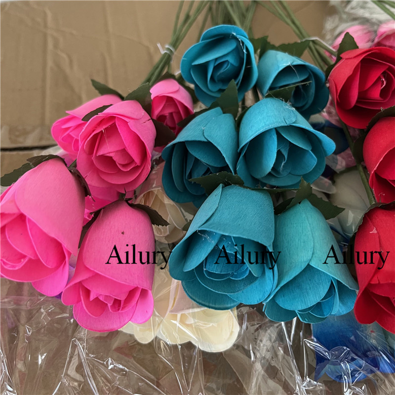 Florist Supply Shop - 96Pcs 3.5Cm Artifical Flower Wooden Rose