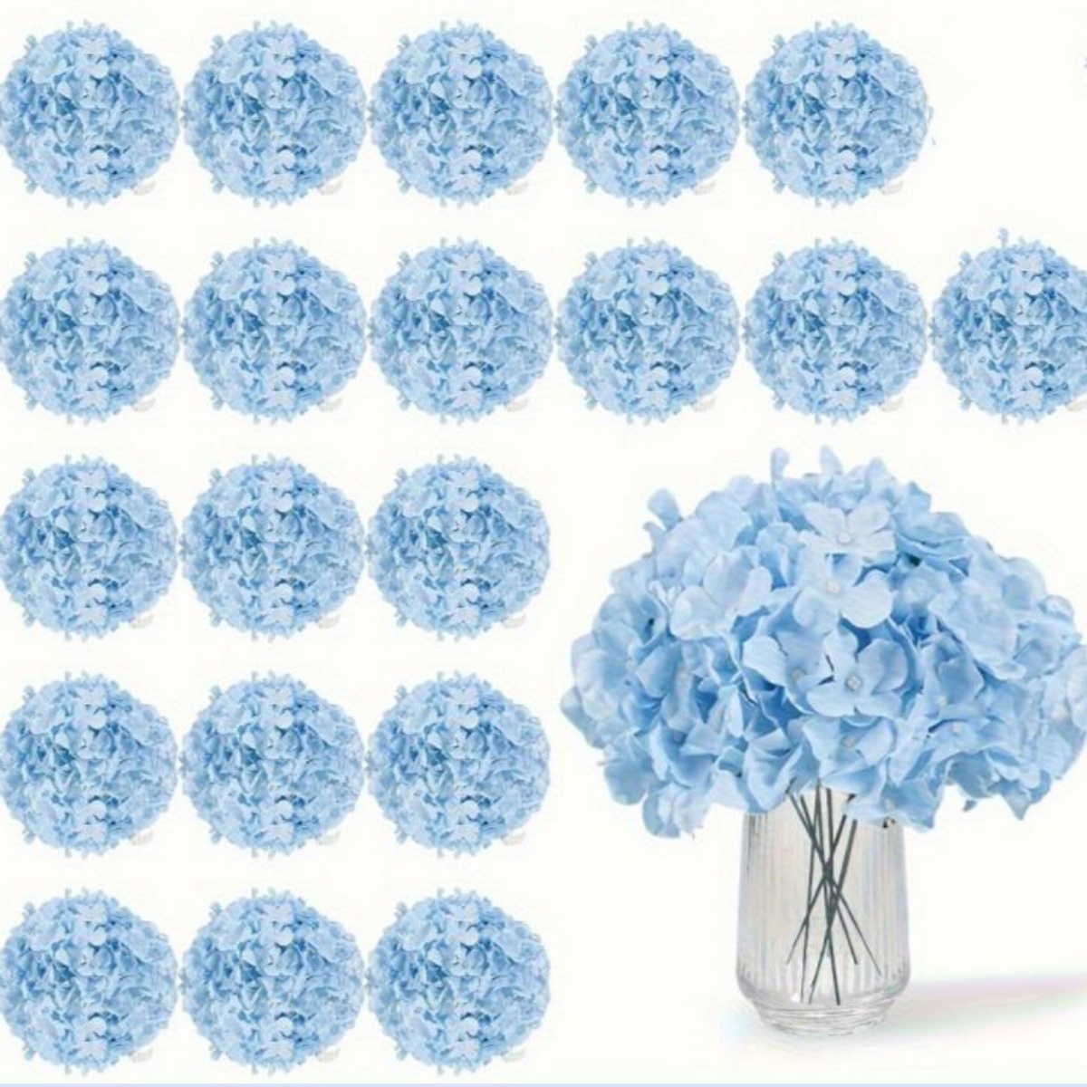 Florist Supply Bulk - 20 Artificial Hydrangea Flowers with Stems,