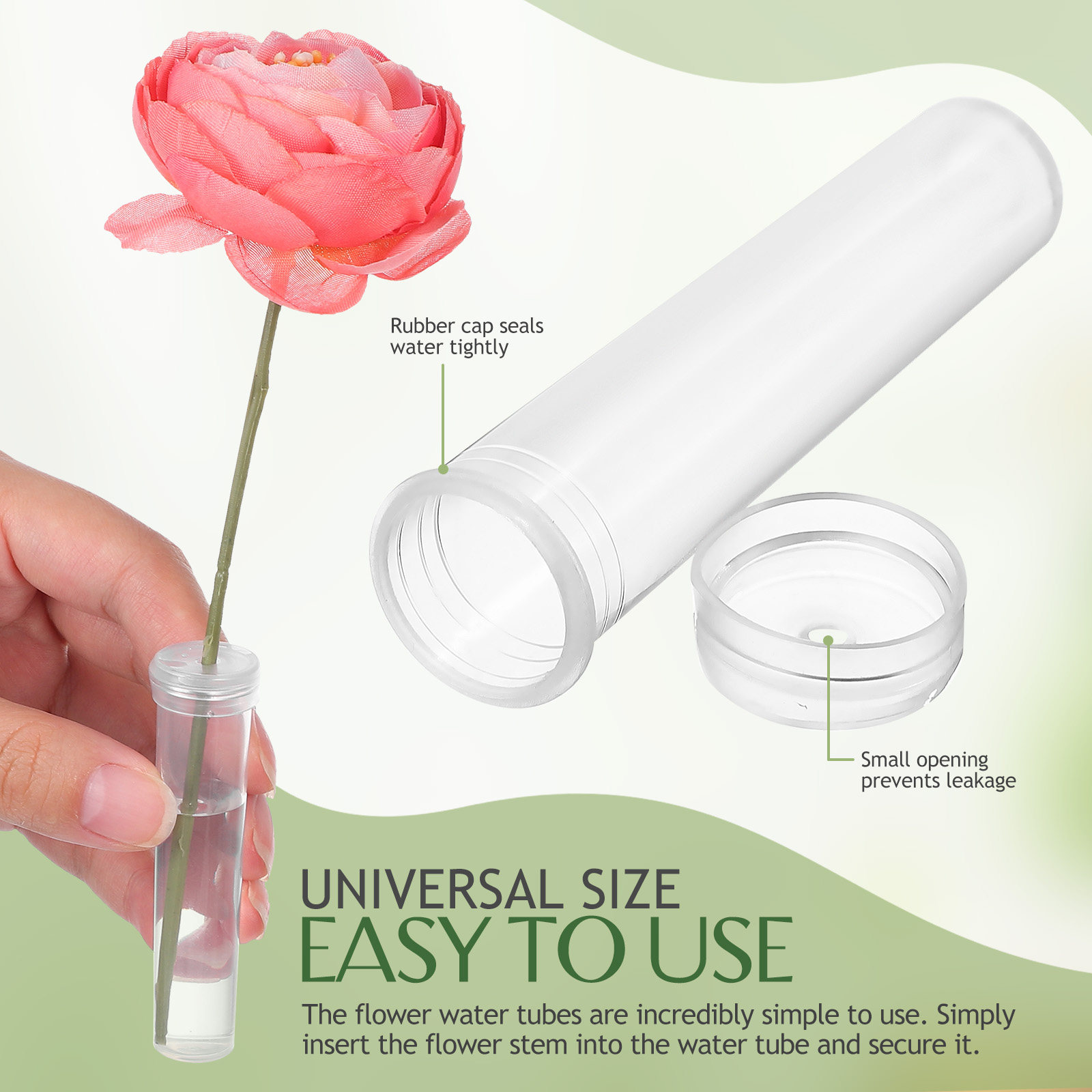 Stem Extender Tube - 100Pcs Flower Water Tubes Leak Proof